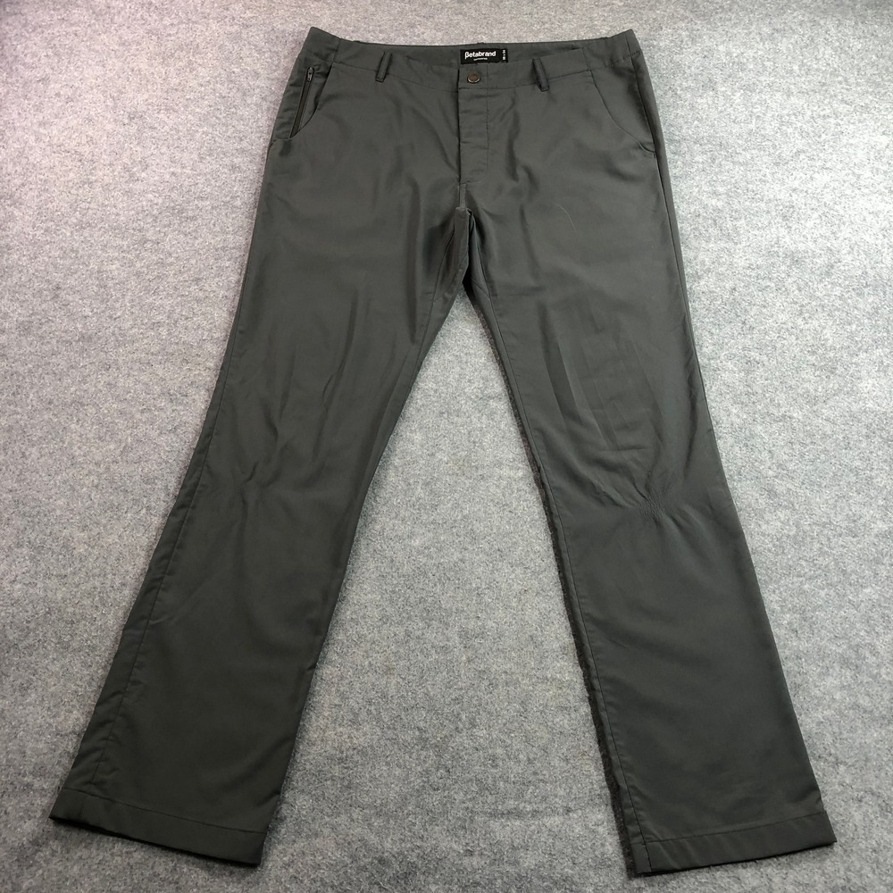 Betabrand Mens Performance Chino Pants 36x34 Gray Tech Travel Commuter Slim Fit